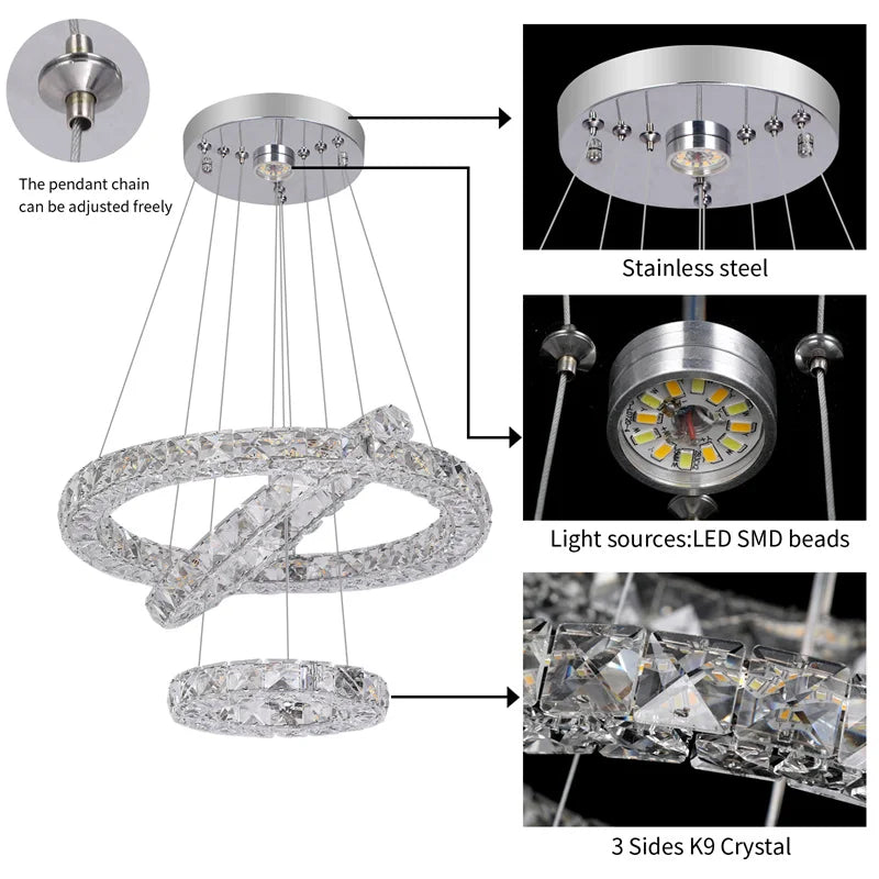 Ljustra Crystal Chandeliers Nordic Pendant Lamp Decorative Ceiling Light