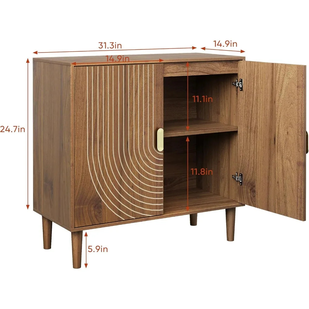 Small Accent Cabinet Rustic Sideboard Storage Buffet with 2 Doors