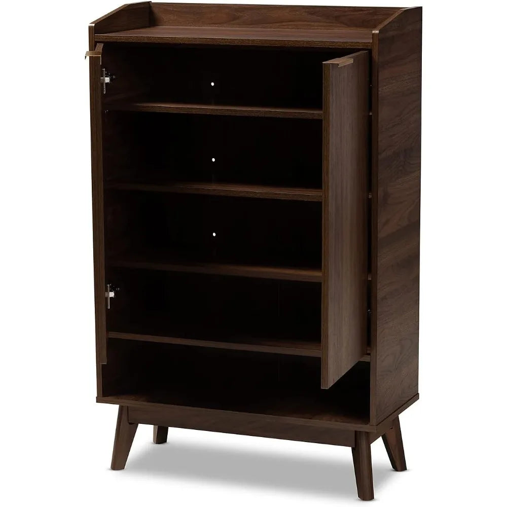 Lena Mid-Century Modern 5-Shelf Wood Entryway Shoe Cabinet Furniture