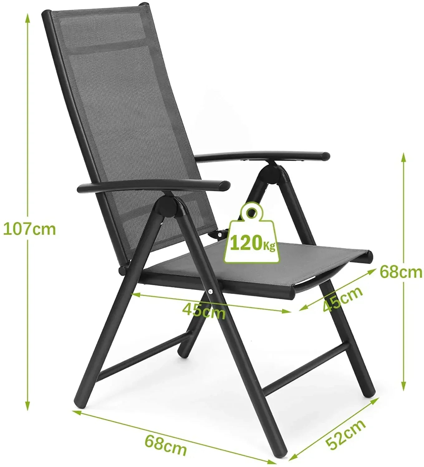 2PCS Adjustable Foldable Lounge Chairs Outdoor Lightweight Aluminum