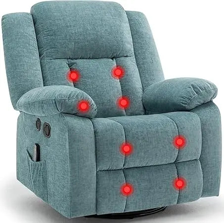 360° Swivel Rocker Recliner Chair with Massage and Heating Function