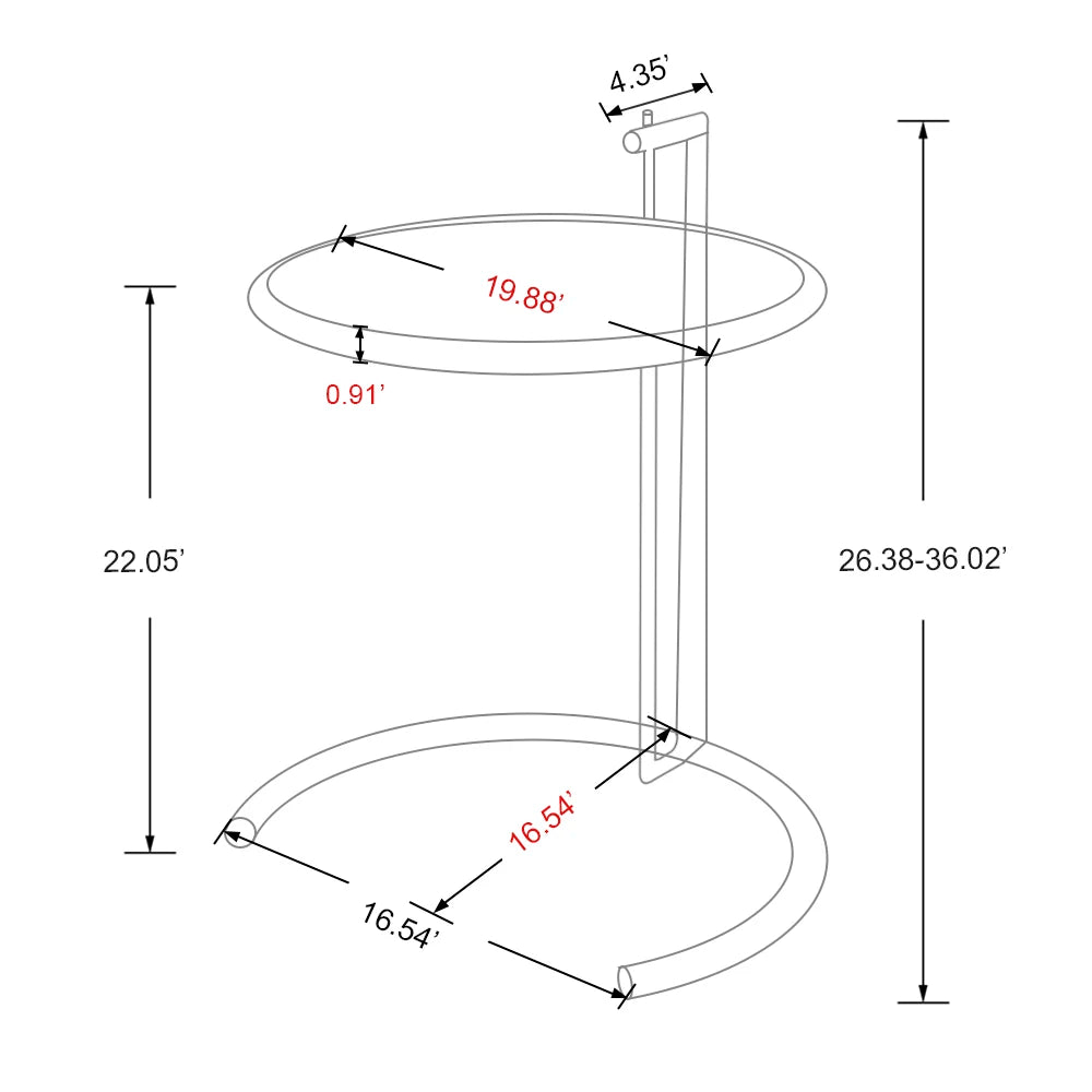 Modern Adjustable Chrome-Plated Glass Coffee Table Side End Table
