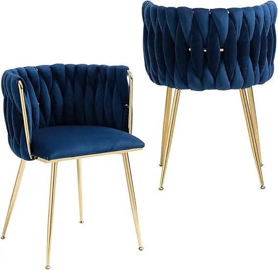 Velvet Dining Chairs Set of 2 Modern Accent Chairs with Gold Legs
