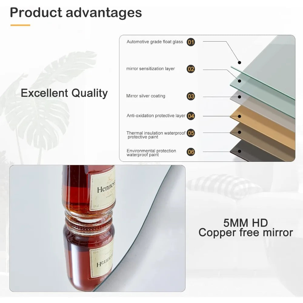 63x24 Inch Full-Length Irregular Wave Mirror Hanging Leaning Wall Decor