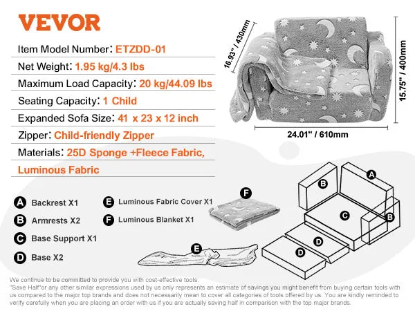 Ljustra Kids Play Couch Modular Toddler Sofa Foam Furniture