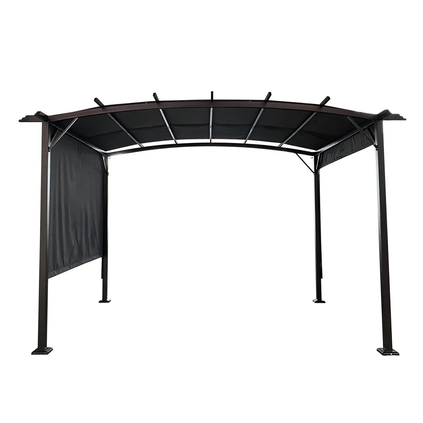 Outdoor Pergola Gazebo 12x9 Ft Retractable Shade Steel Frame Garden