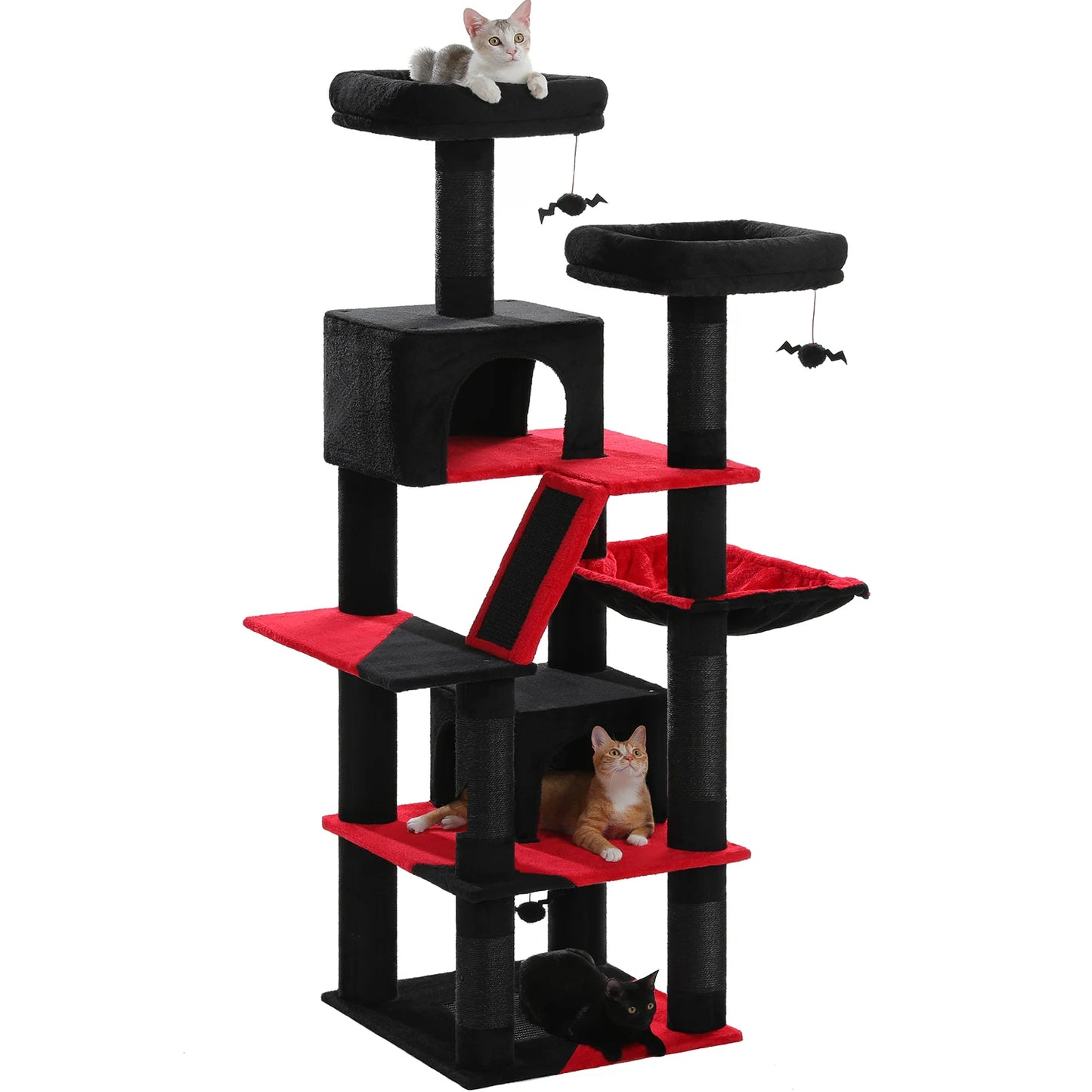 Multi-Level Cat Tree Indoor Tower with Scratching Posts Hammock Condo