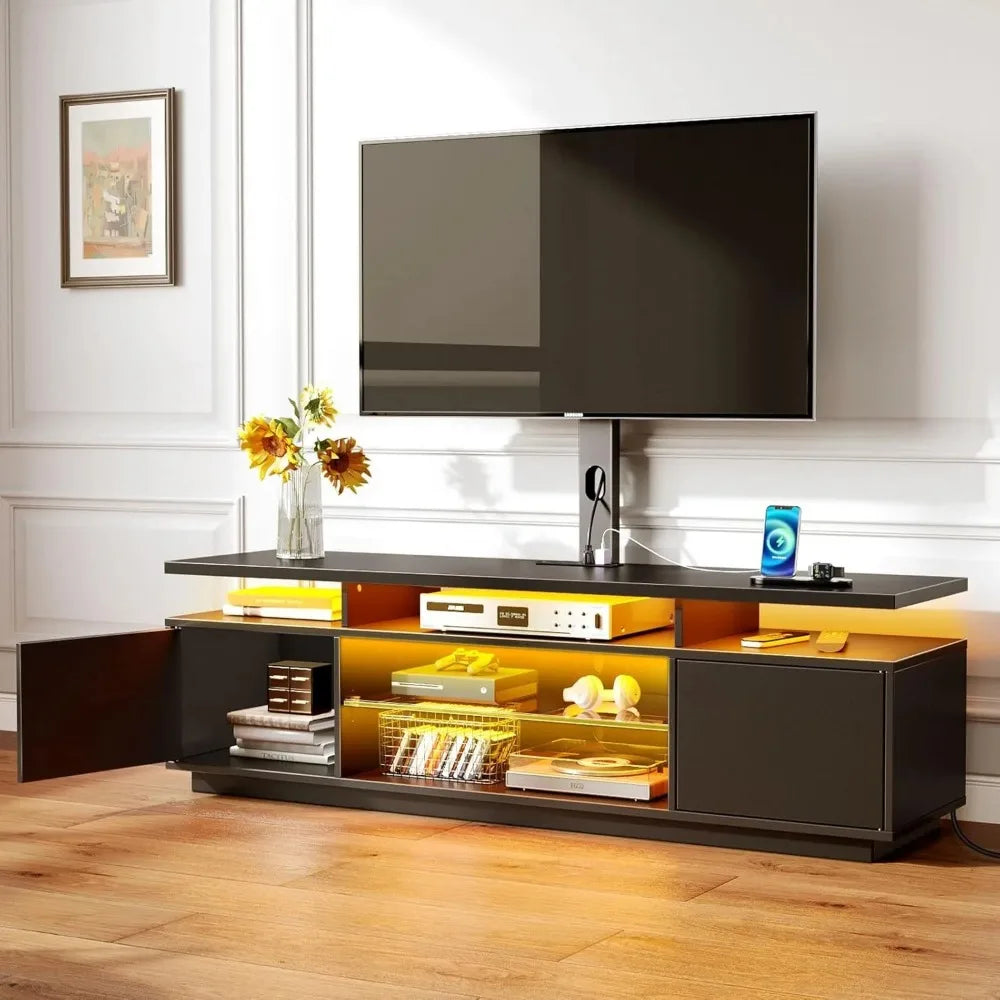 TV Stand with Mount and Power Outlet 59.1" Adjustable for 70 Inch TVs