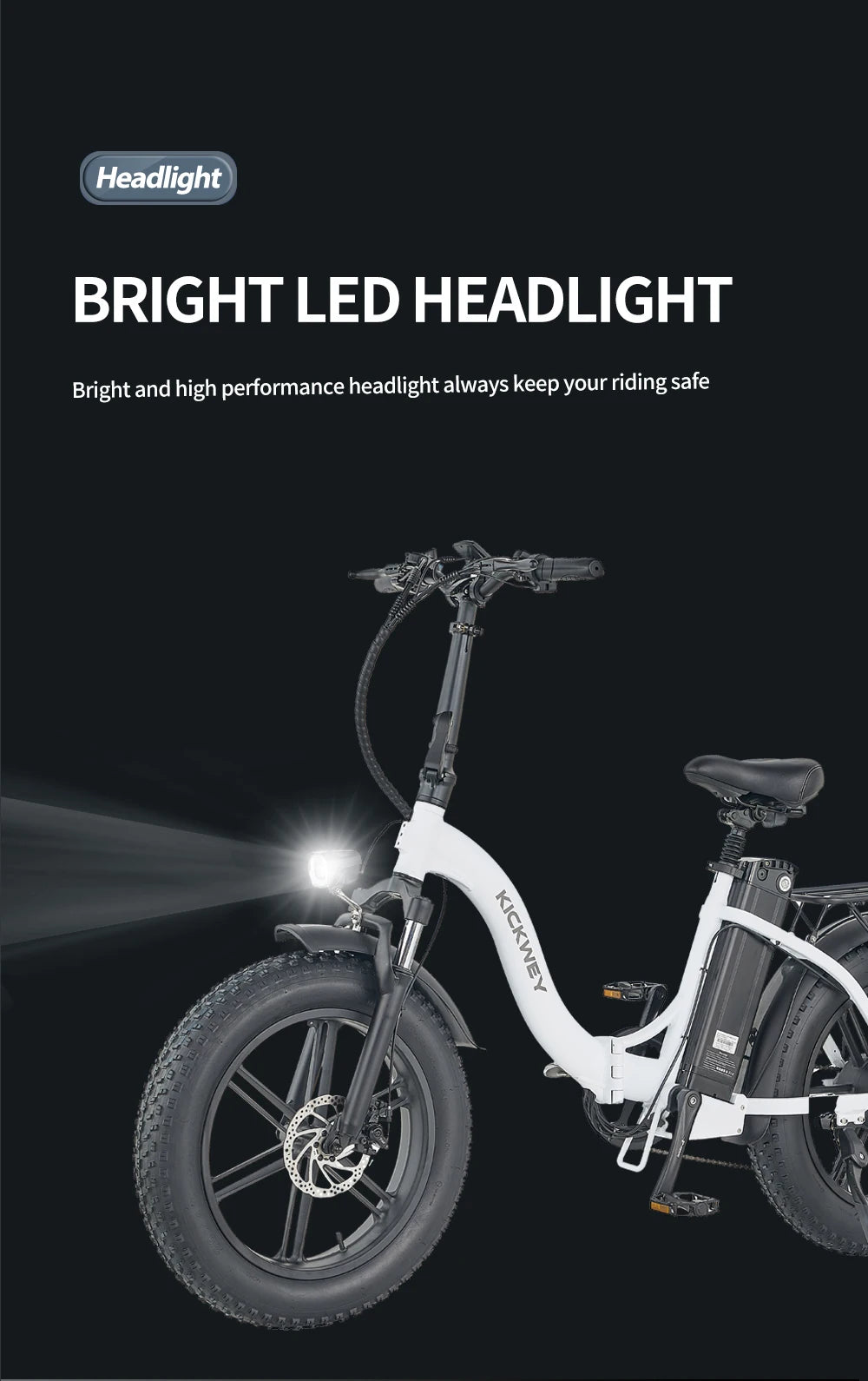 Ljustra Kickwey L20 Foldable Electric Bicycle 1000W 20 Inch Fat Tire E-Bike