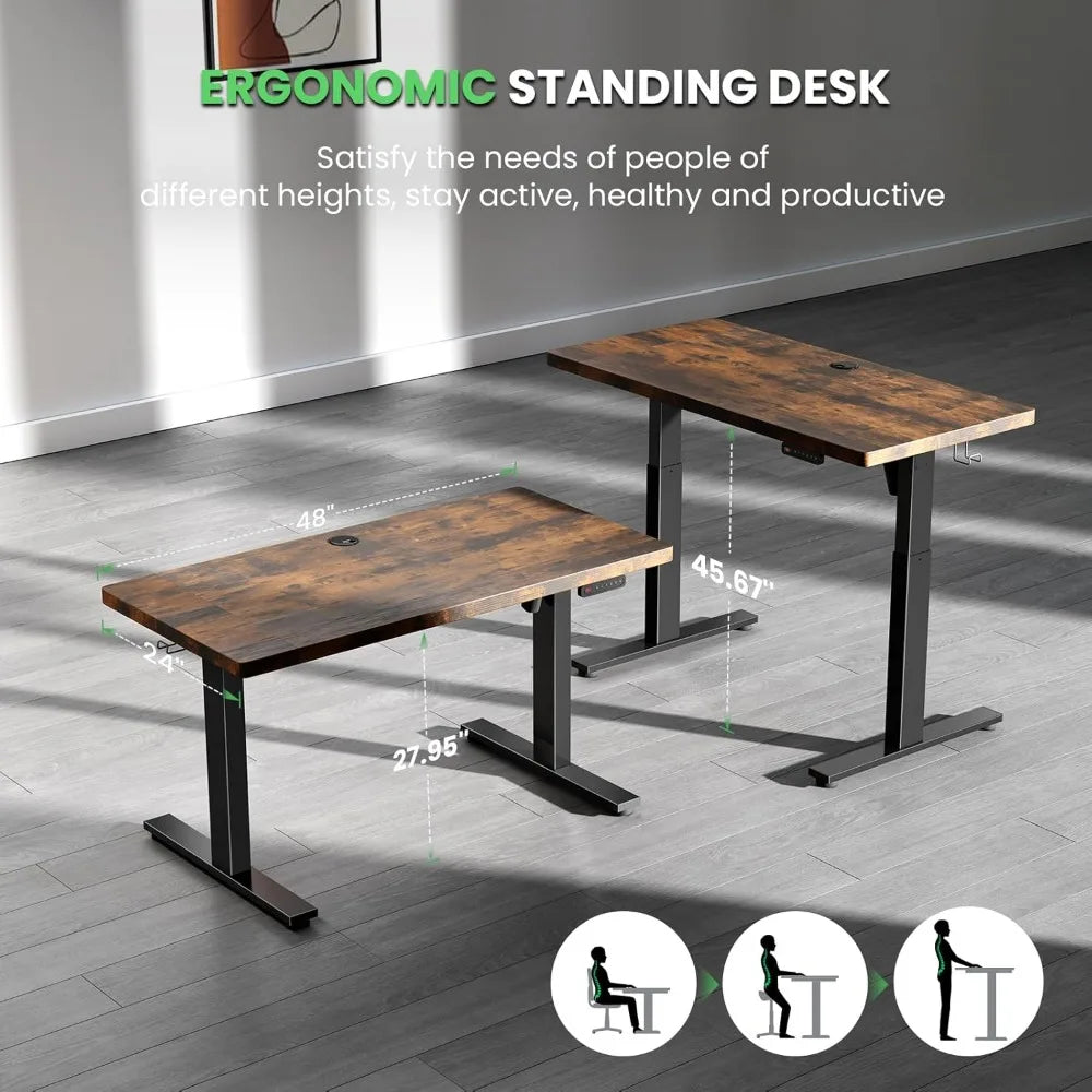 Electric Standing Desk Adjustable 48x24 Inch Sit Stand Desk with Memory Presets