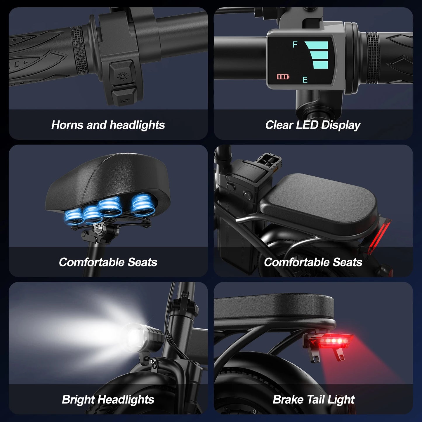 Ljustra Peak 750W Electric Bike Folding 20MPH Removable Battery Commute