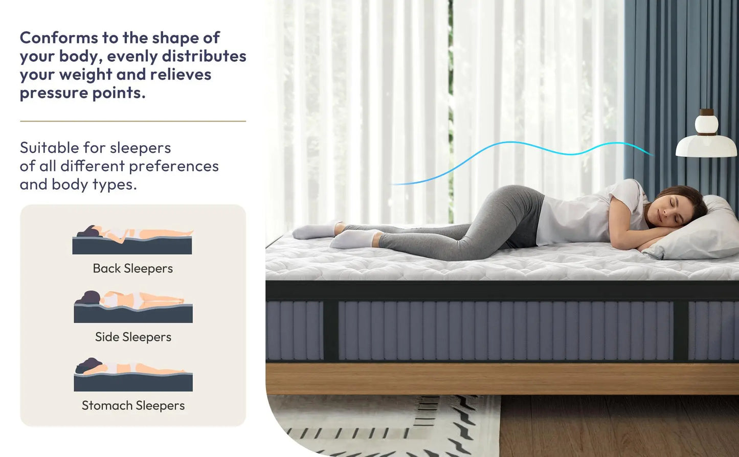 Ljustra 12 Inch Hybrid Mattress Memory Foam Innerspring Comfort