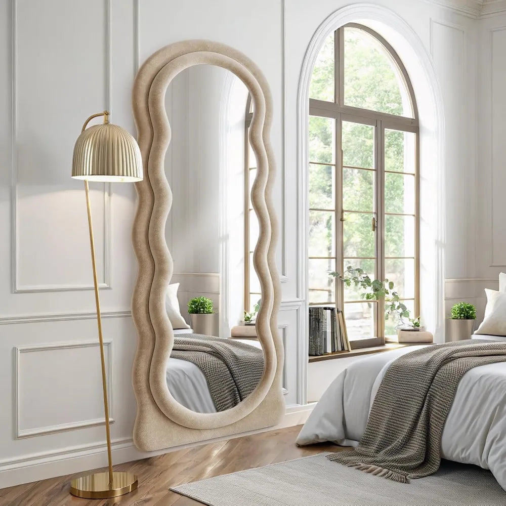 Full Length Arched Wavy Mirror 63"x24" Wall Mounted Floor Standing