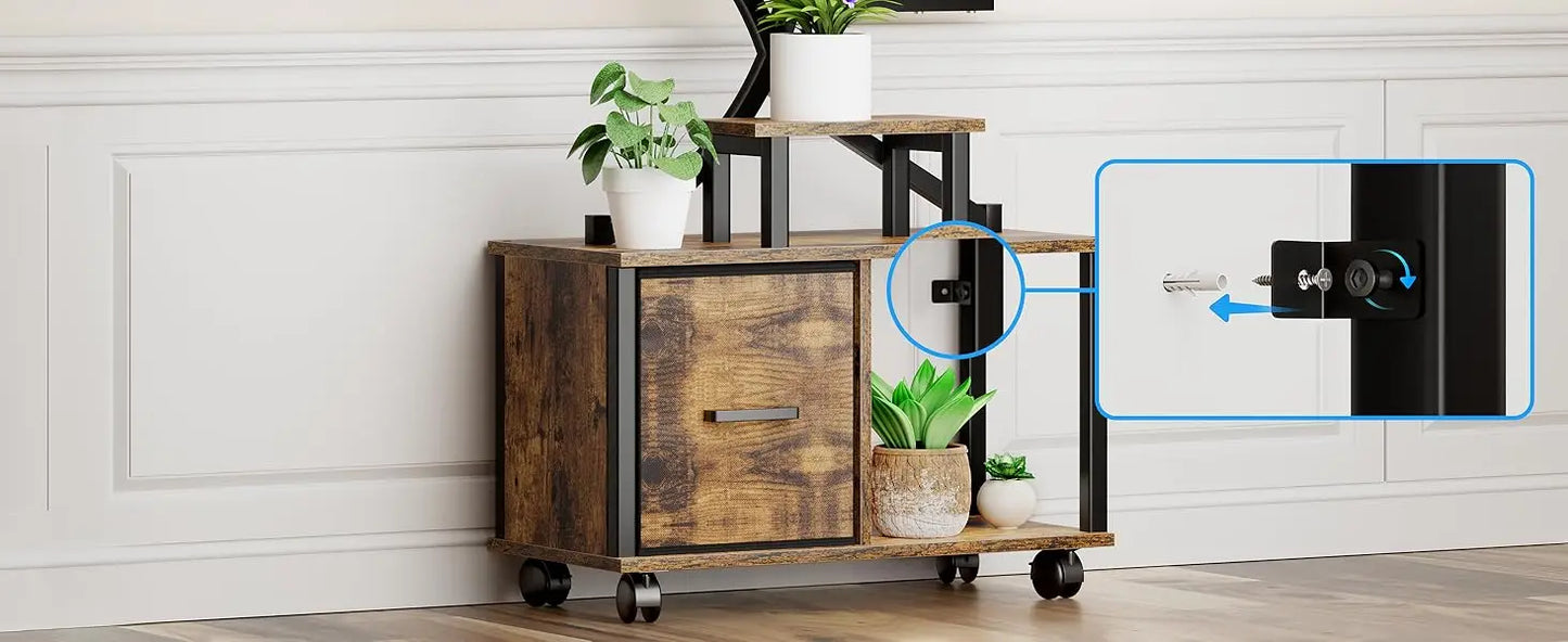 65 Inch Indoor Plant Stand with Grow Lights Tiered Metal Shelf with Wheels