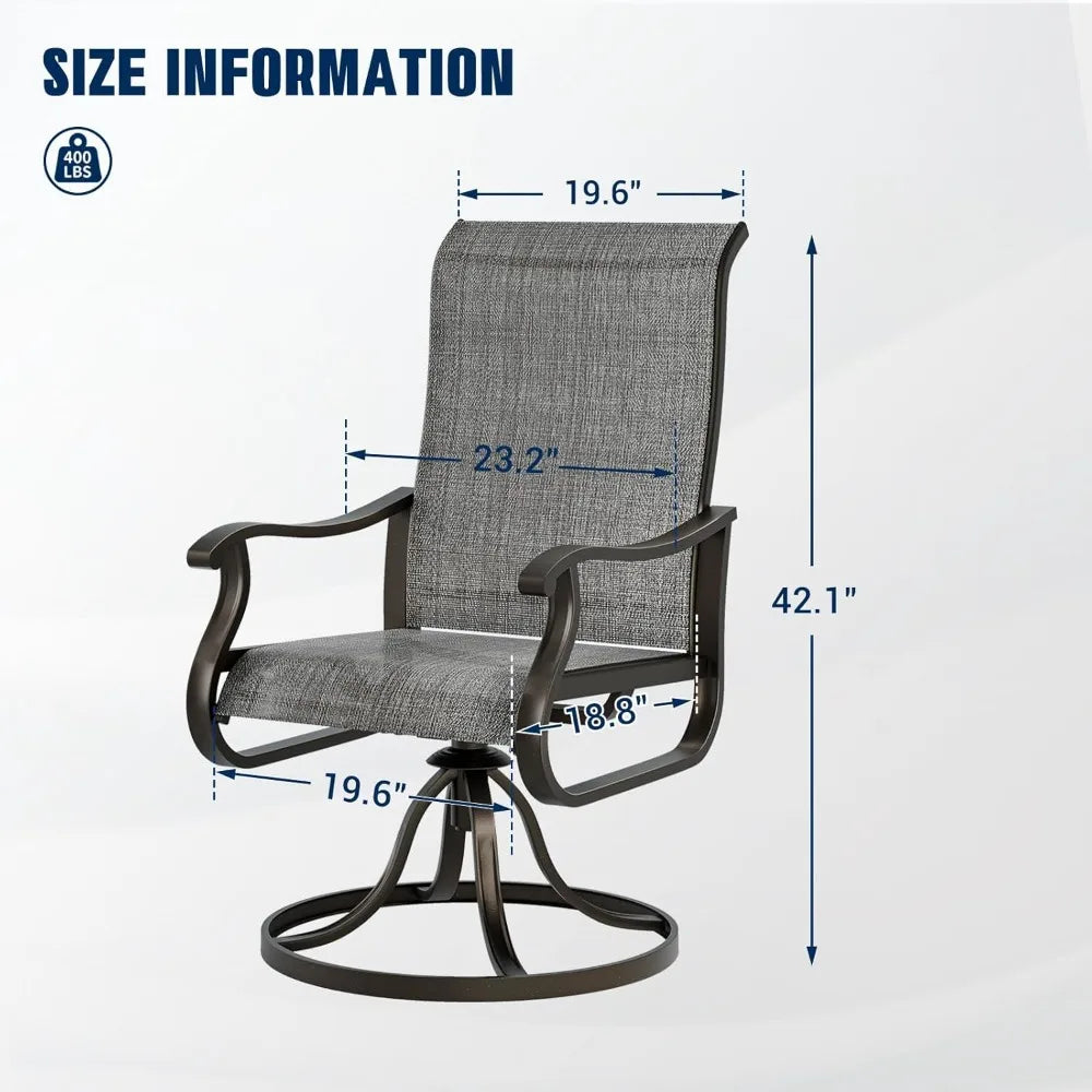 Patio Swivel Dining Chairs Set of 2 Outdoor High Back Rocking Chairs