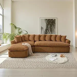 Ljustra Cloud Sectional Sofa L Shaped Couch Large Corduroy for Living Room and Apartments