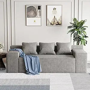 Modern 3-Seater Sofa Couch Hybrid No Assembly Required Cat Scratch Resistant