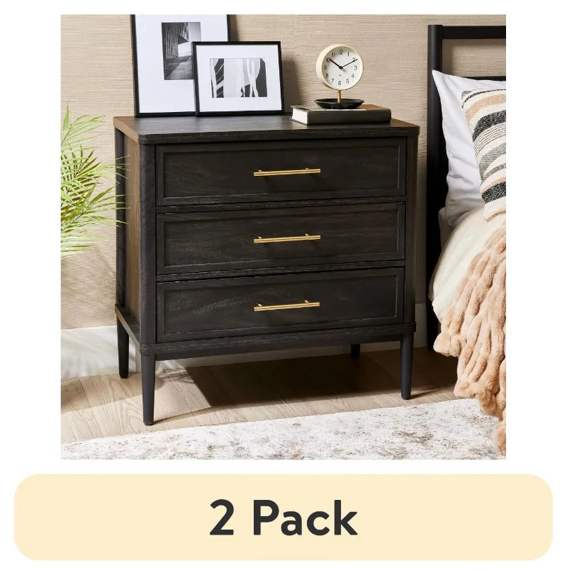 Ljustra Oaklee 3 Drawer Nightstand with USB Charging Ports Bedroom Furniture