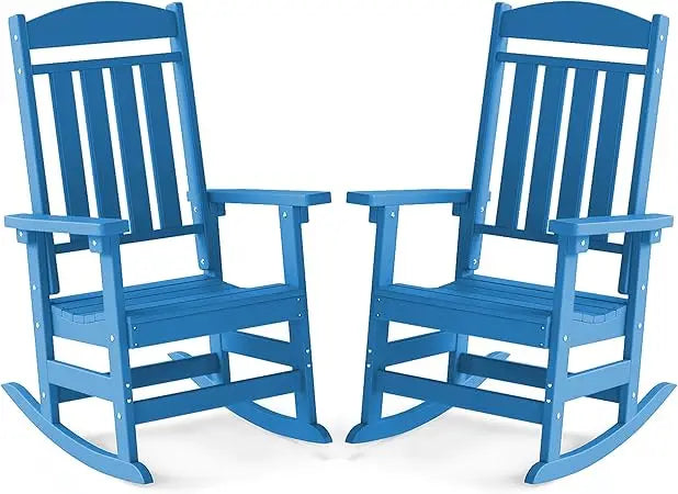 Patio Rocking Chairs Set of 2 HDPE All Weather Outdoor Rockers