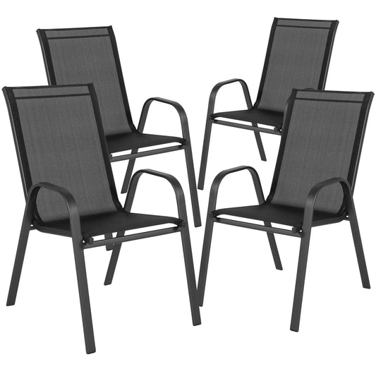Metal Stackable Outdoor Dining Chairs Set of 4 for Patio Garden