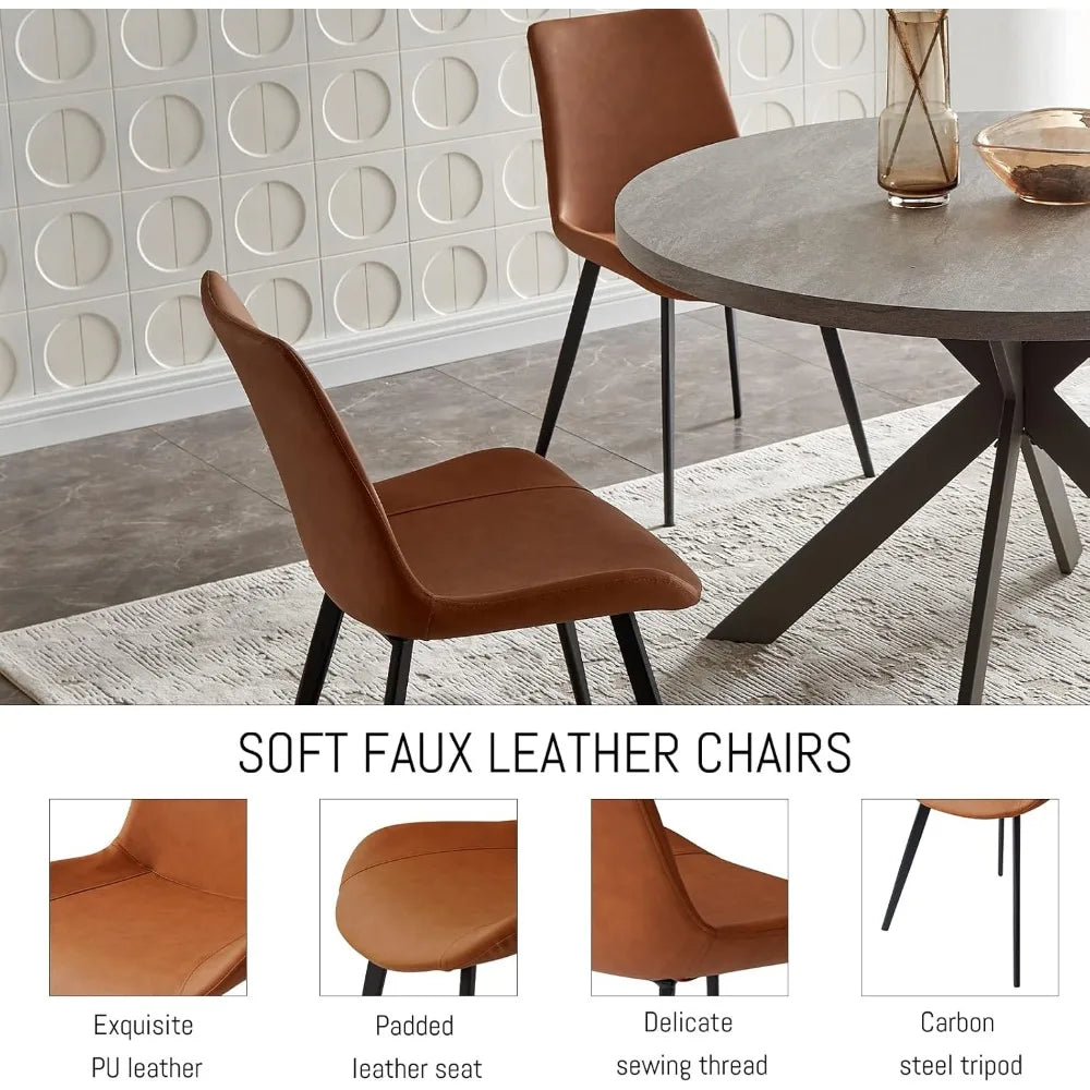 47 Inch Round Dining Table Set Mid Century Modern Kitchen Table for 4-6