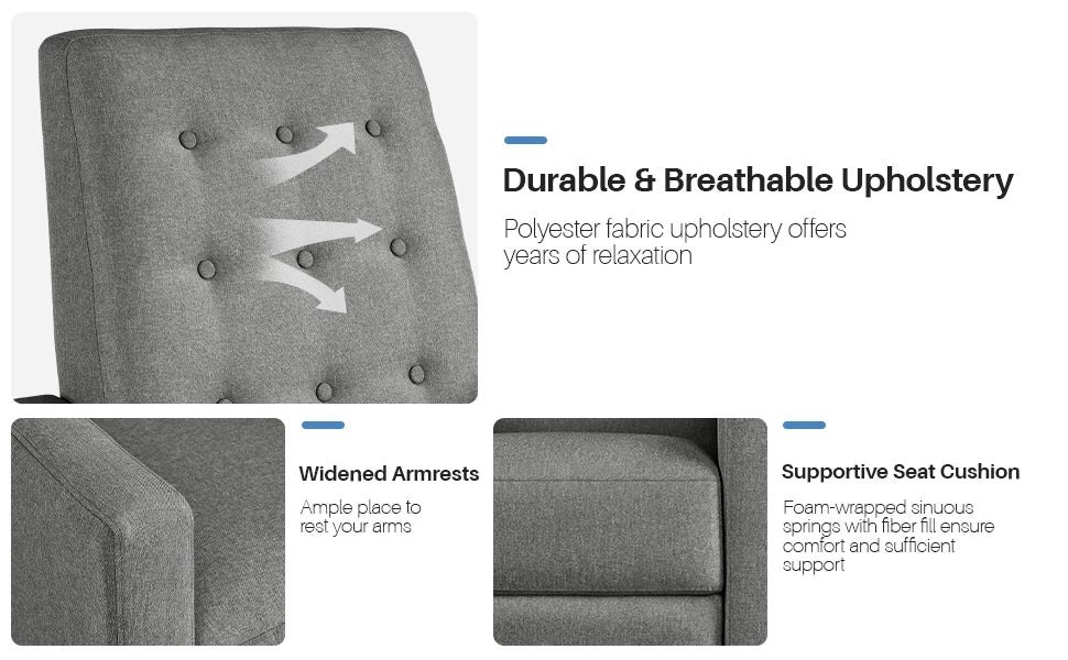 Adjustable Mid-Century Modern Recliner Chair with Thicker Seat Cushion