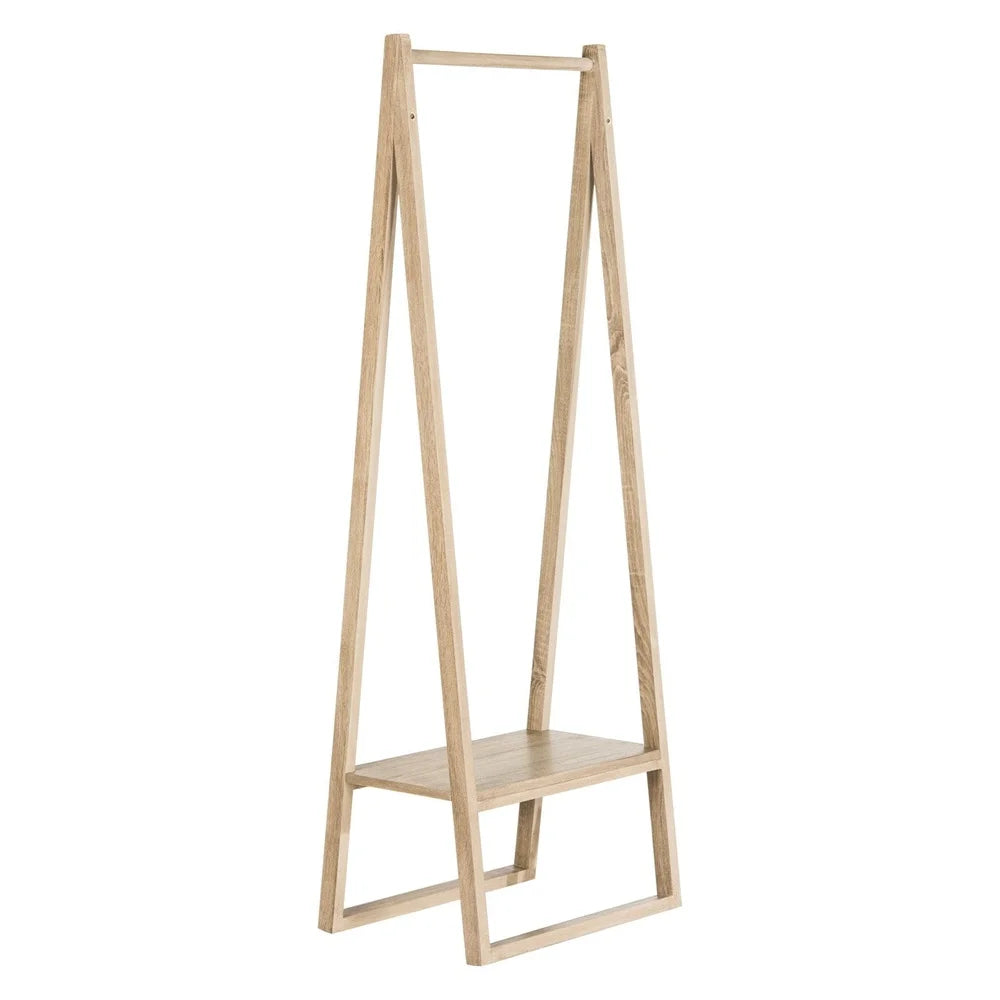 Retro Mid Century Coat Rack Solid Wood Frame Stylish Home Organizer
