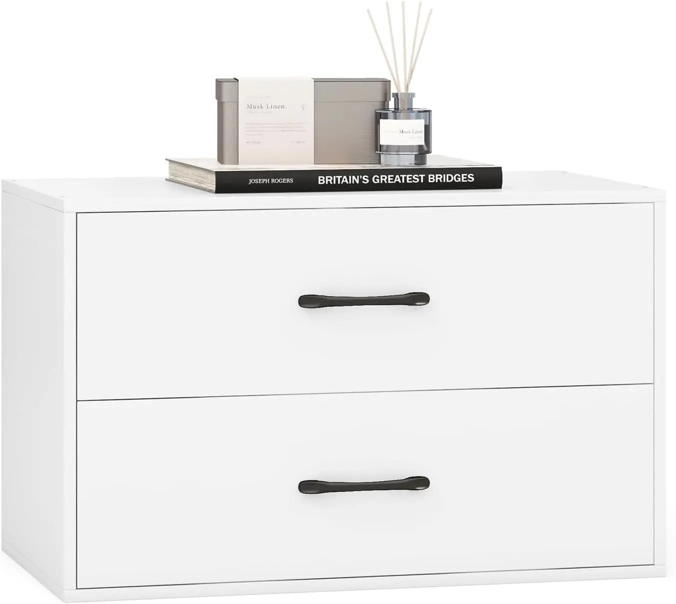 Ljustra 2 Drawer Stackable Dresser Horizontal Storage Cabinet with Metal Handle