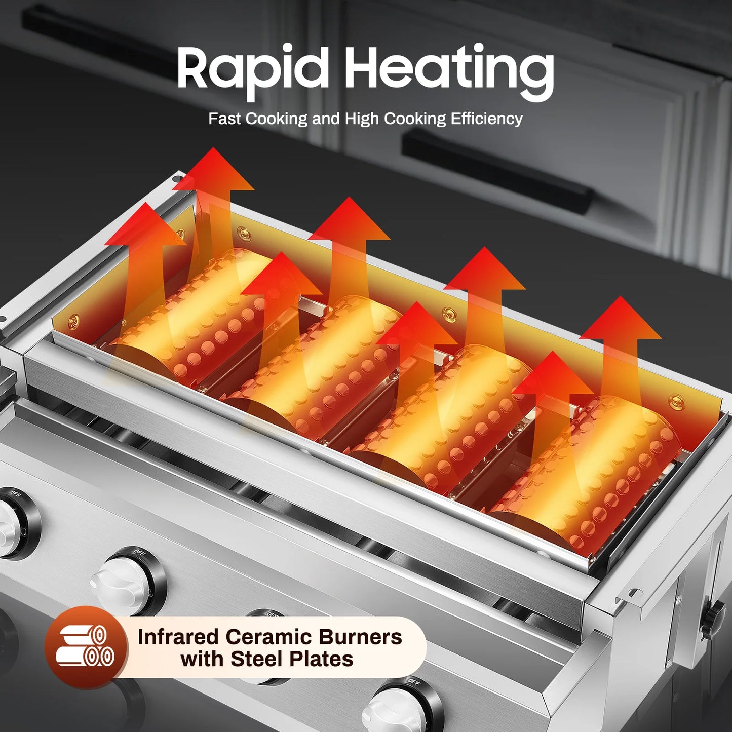 Ljustra Garden BBQ Grill 4 Burner Adjustable Height LPG Gas Grill