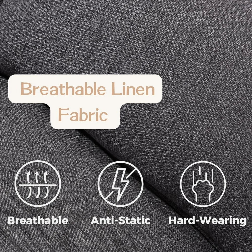 Ljustra 126" Modular Sectional Sofa with Moveable Ottoman Deep Seat Linen Couch