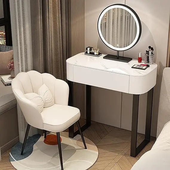 Modern Dressing Table with Drawers Makeup Vanity Desk with Mirror Lights