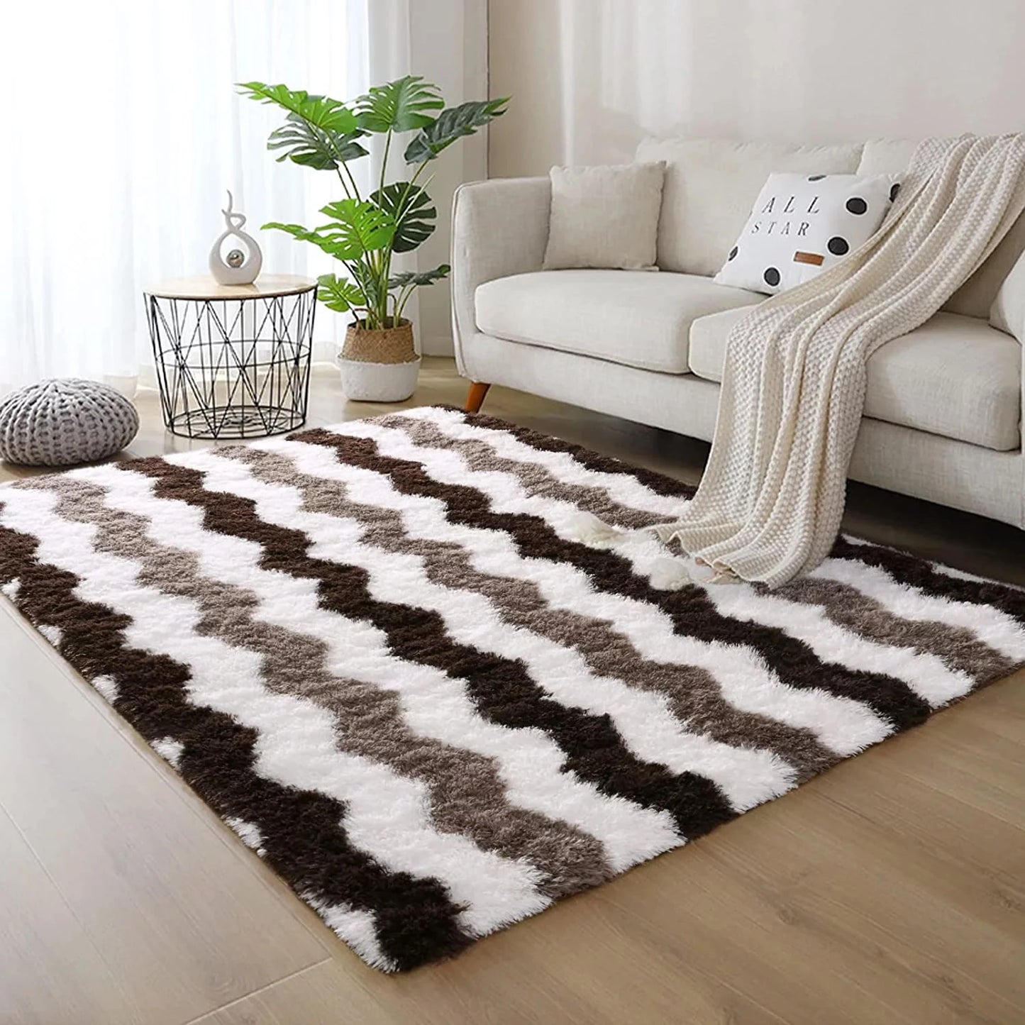 Soft Shaggy Plush Area Rug for Living Room Bedroom Modern Home Decor 5x8ft