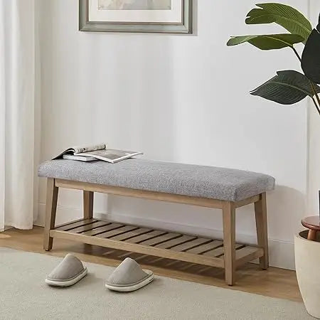 Ljustra Entryway Shoe Bench Upholstered Storage Ottoman Modern Design