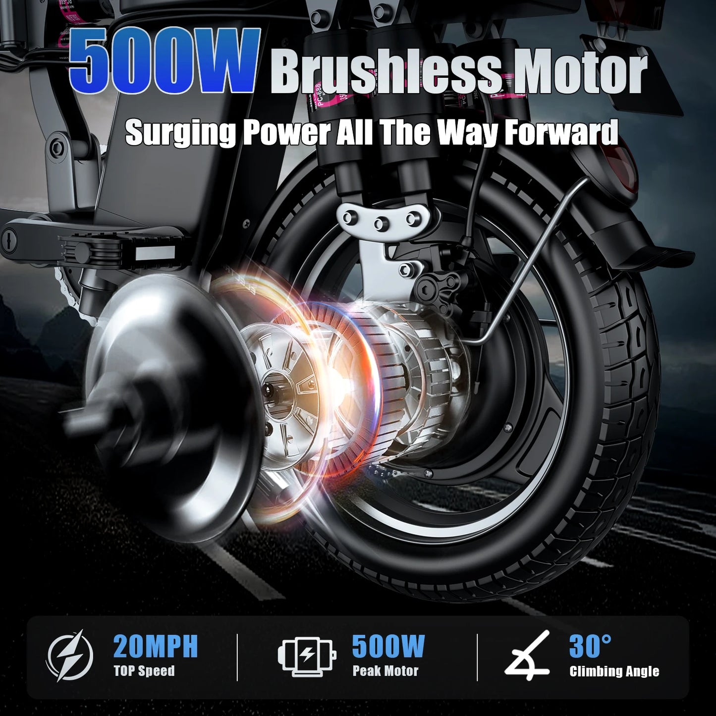 Electric Bike 48V 15AH 500W Brushless Motor 20MPH Commuting Ebike