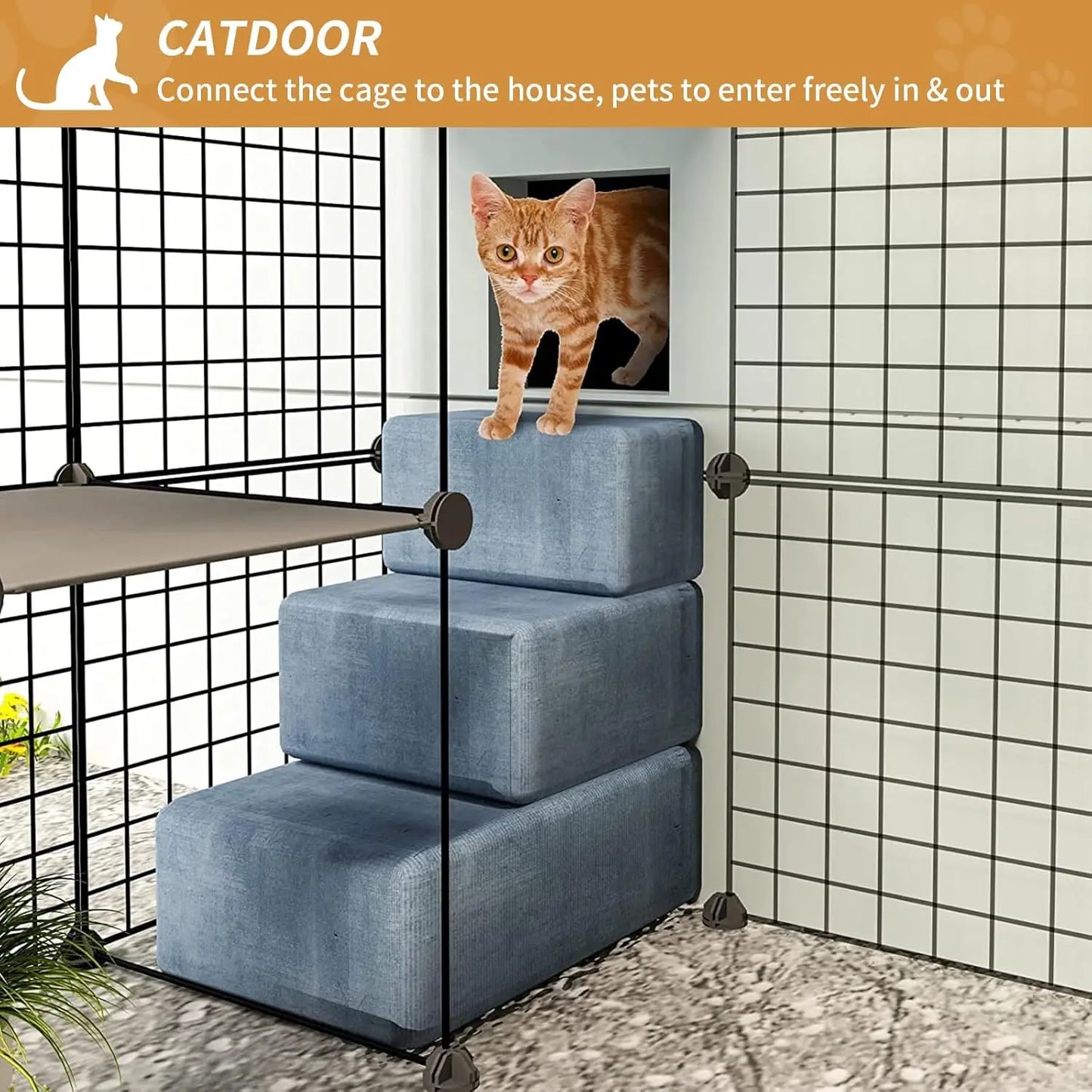 Outdoor Cat House Catio Enclosure Large Playpen with Platforms for Cats
