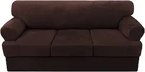 4-Piece Velvet Sofa Slipcover T-Cushion Stretch Fit | Couch Cover 72-90"