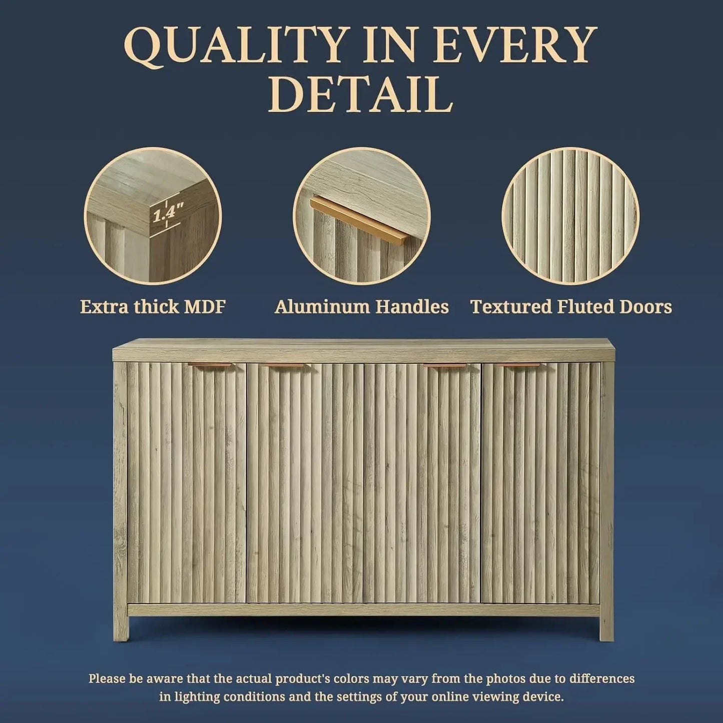 Storage Cabinet Buffet Adjustable Shelves Multifunctional Accent Console