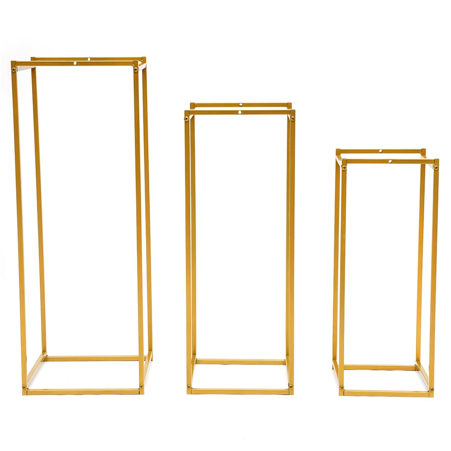 Set of 3 Metal Square Flower Stands Plant Holders for Home Wedding Decor