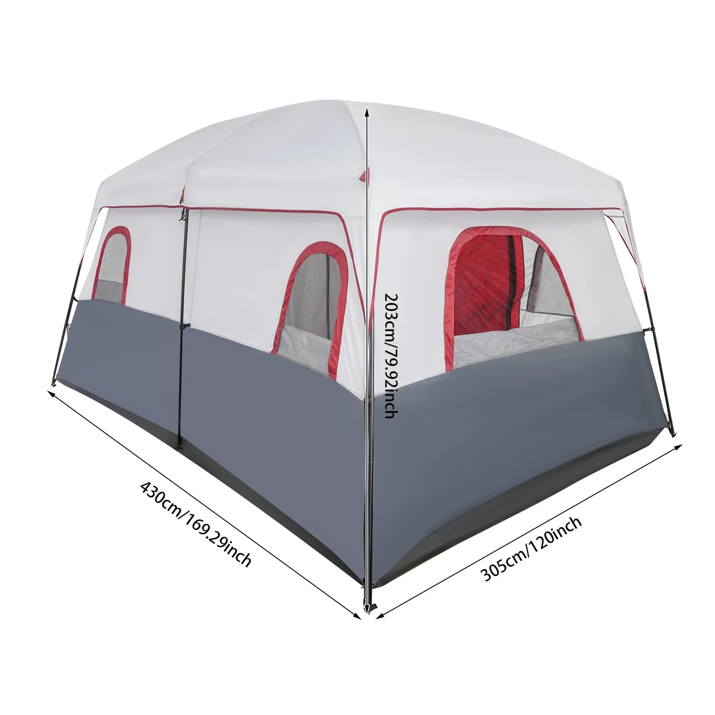 Outdoor Camping Tent for 8-12 People with Storage Pocket and Zippers