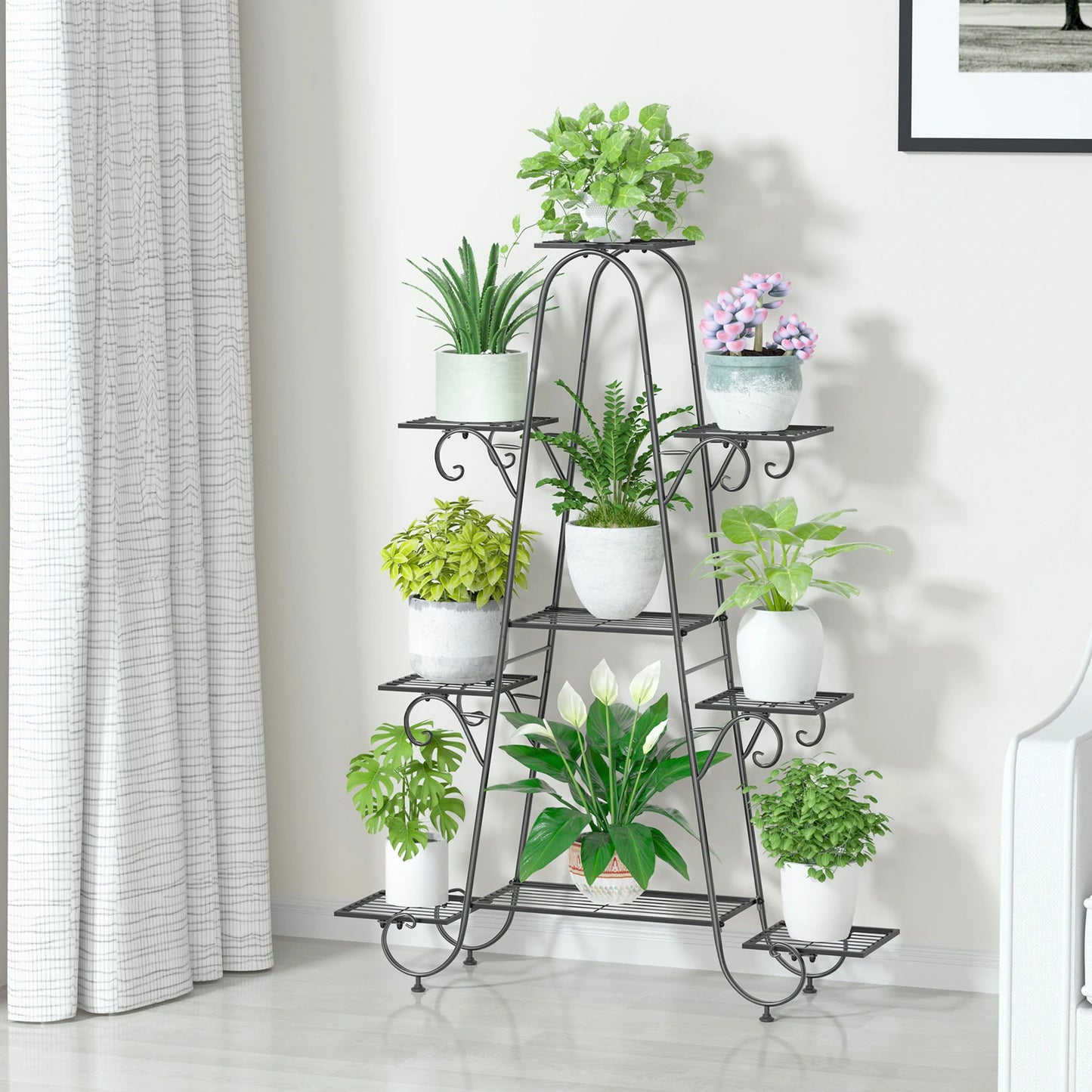 9 Tier Metal Plant Stand Indoor Outdoor Flower Shelf Display Rack