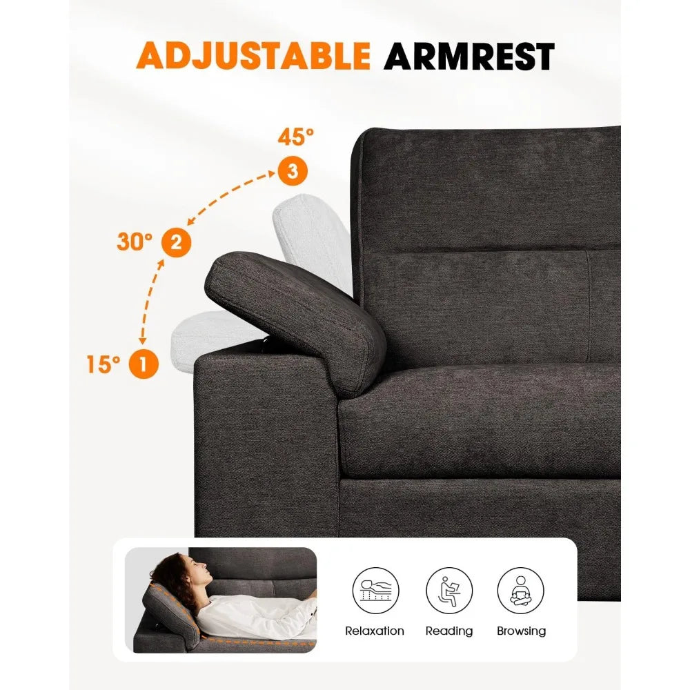 Ljustra Modern 71.25" Sofa Couch Deep Seat Sleeper Loveseat