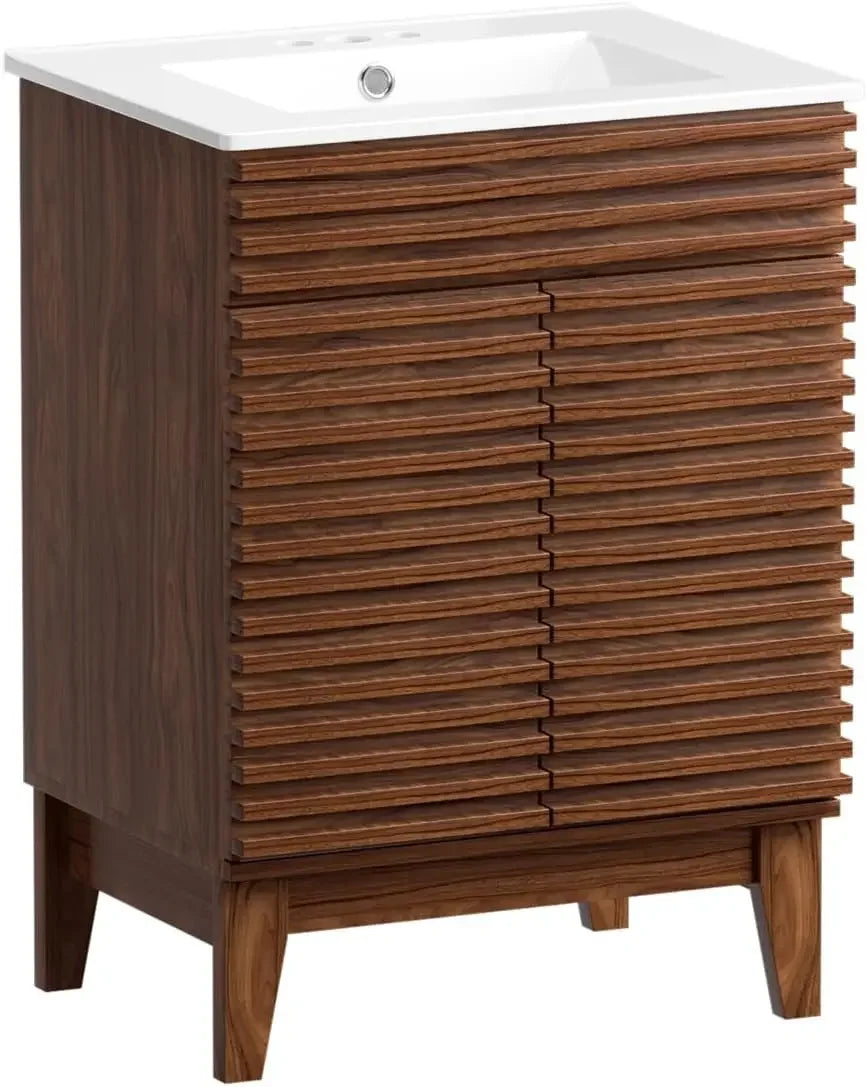 Bathroom Vanity Sink Mid-Century Freestanding Storage Cabinet