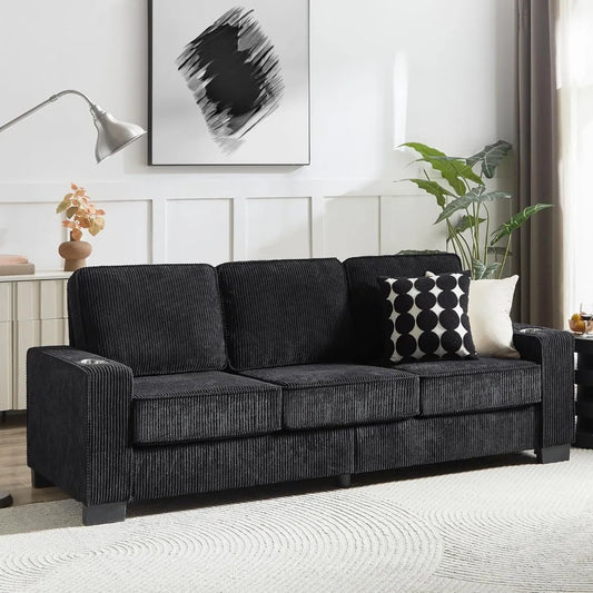 Ljustra Modern 3-Seater Corduroy Sofa for Living Room Office