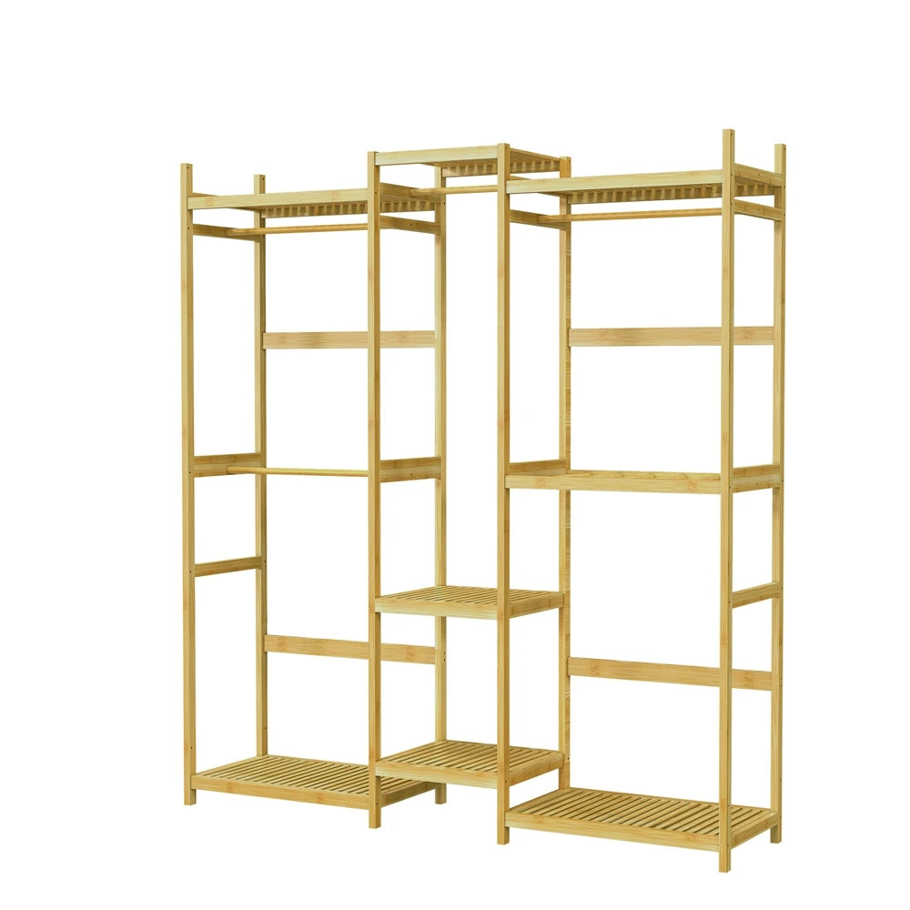 Bamboo Clothes Rack Stand Organizer Multifunctional Garment Rack