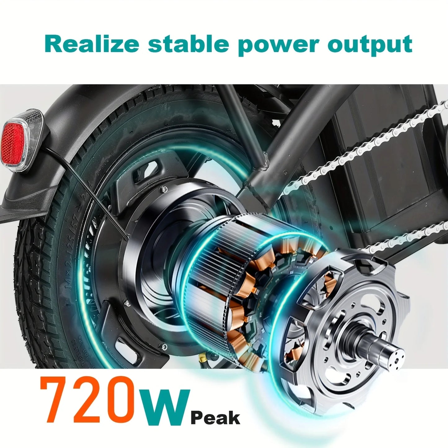 Ljustra 14 Inch Electric Bike Folding Commuter 500W Motor Removable Battery