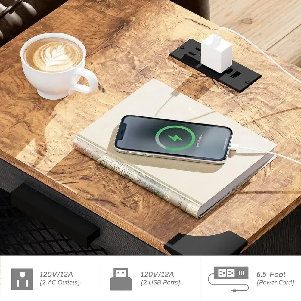 TV Stand Set for 85 inch TV with Charging Station Modern Entertainment Center