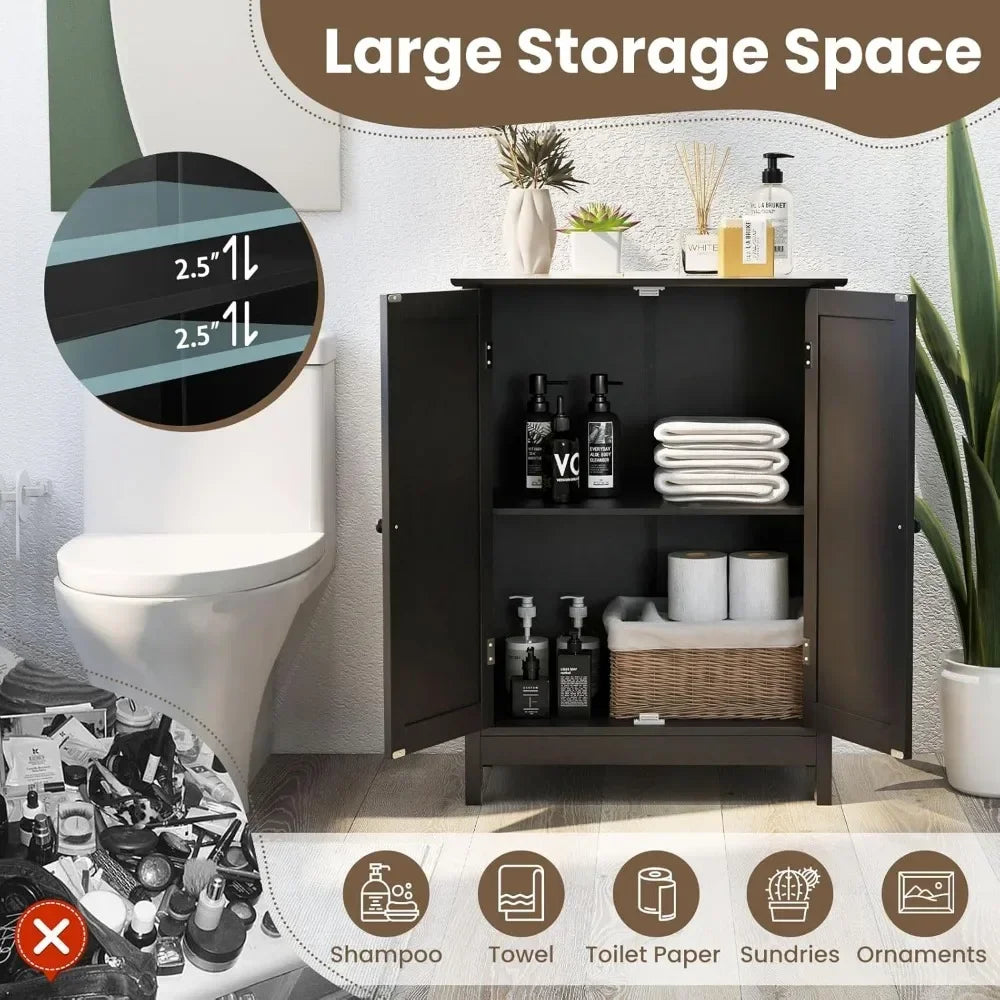Ljustra Bathroom Storage Cabinet Freestanding Organizer with Doors Adjustable Shelf