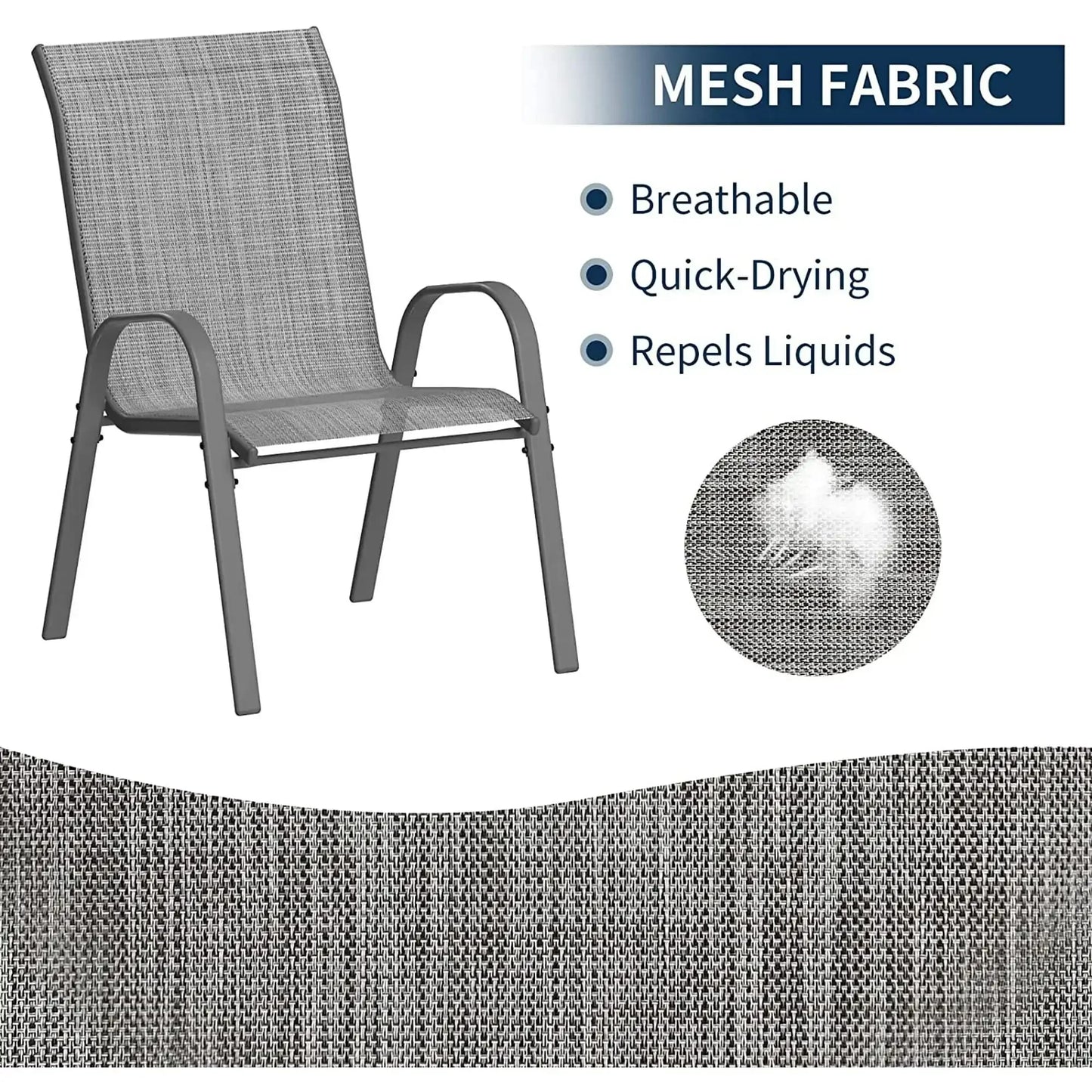 Patio Chairs Set of 6 Stackable Outdoor Dining Chairs All Weather