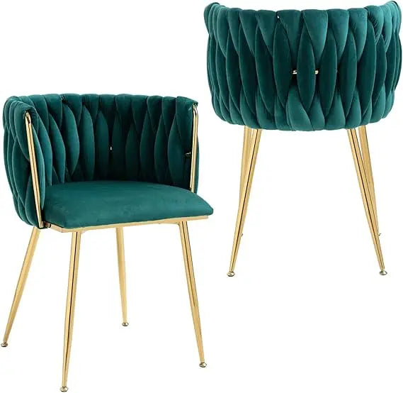 Velvet Dining Chairs Set of 2 Modern Accent Chairs with Gold Legs