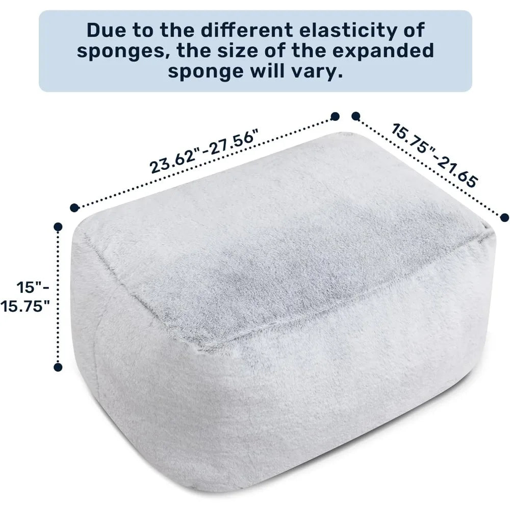 15 Inch Bean Bag Ottoman Pouf Memory Foam Footstool Accent Stool